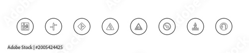 Free Download outline traffic signs icons set - side road, right bend, steep descent. editable vector for web and mobile ui - GFXLoad