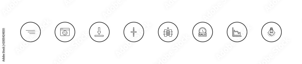 Obraz premium outline user interface icons set - bottom, vertical align, data connection. editable vector for web and mobile ui