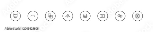 Photos outline geometry icons set - exclude, edit corner, side to side of a cube