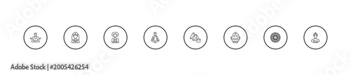 Photos outline india icons set - kali, guru, samosa