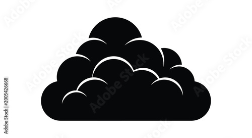 Bild auf Leinwand cloud silhouette black and white graphic of a puffy cumulonimbus cloud shape on