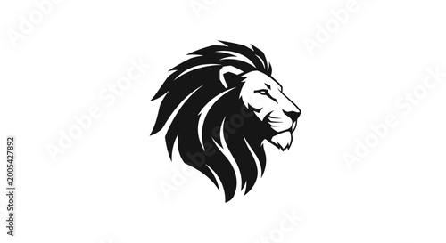 Black lion head with mane profile.