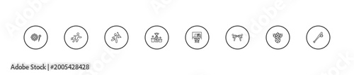 Φωτογραφία outline sport icons set - baton twirling, podium with cup, basketball basket