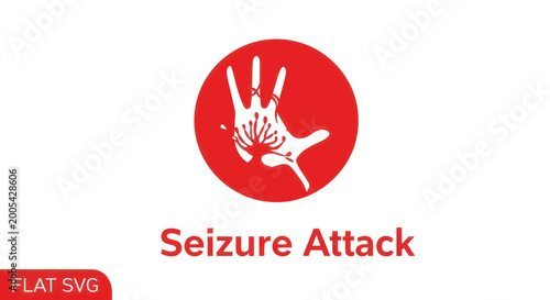 Cuadro en lienzo Seizure Attack Icon: Abstract Hand Symbol with Red Circle and Text