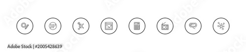 Foto outline technology icons set - social graph, bounce rate, basic calculator