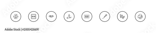 outline technology icons set - plugs, receive, caste tape. editable vector for web and mobile ui