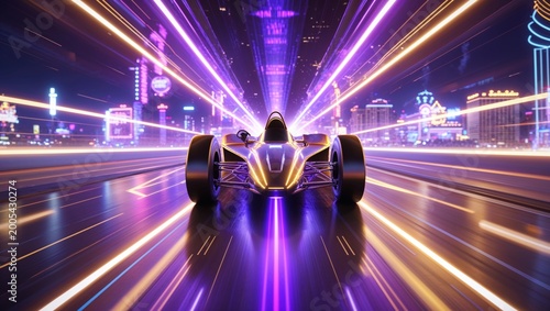 Futuristic Neon Race Car Speed Background
