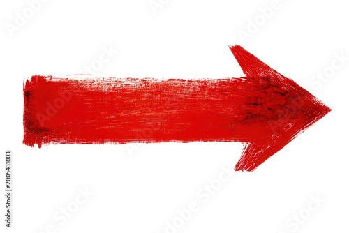 hand-painted red right arrow on white background for design and marketing