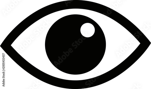 Photos Simple black and white eye icon representing vision and sight with illustration