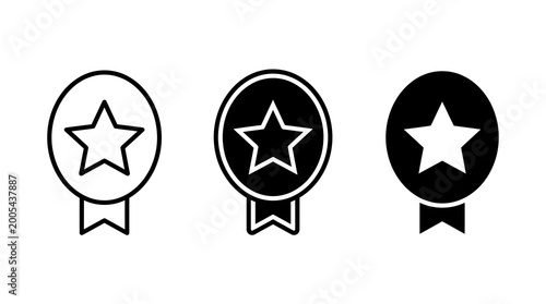 Free Download Three star award icons outline filled outline and solid black variations - GFXLoad