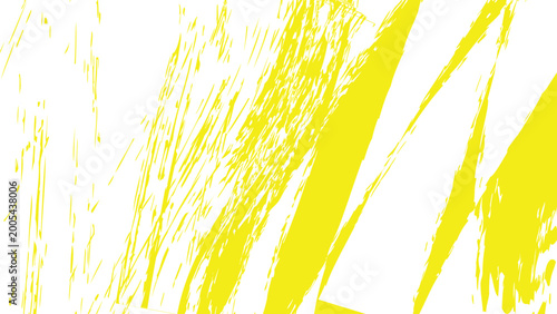 Vibrant yellow abstract brush strokes on a clean white background