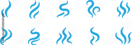 Smoke steam icon vector logo set. Smoke smell, steam aroma heat icon illustration.