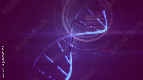 Teal hex logo sliding in, starting HUD scan while cyan helix drifting right, showing DISEASE data