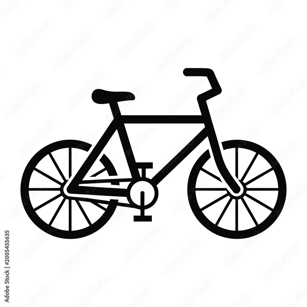 Obraz premium Black bicycle silhouette icon for transportation and fitness themes