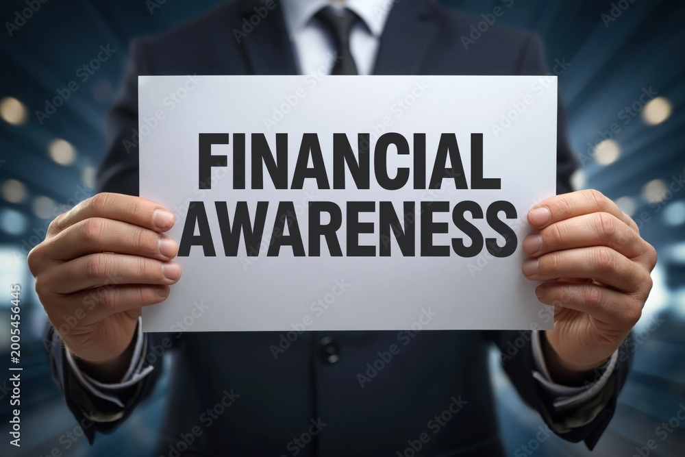 Obraz premium Businessman Promoting the Importance of Financial Awareness