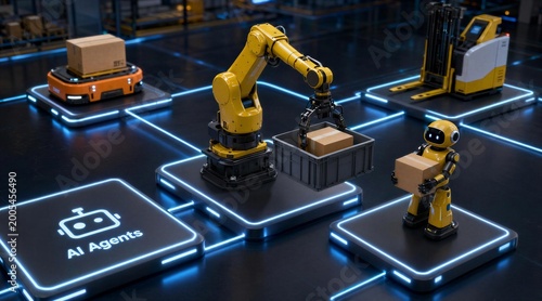 Automated Warehouse Robots Working Together with AI Agents for Logistics and Industry 4.0 Concepts