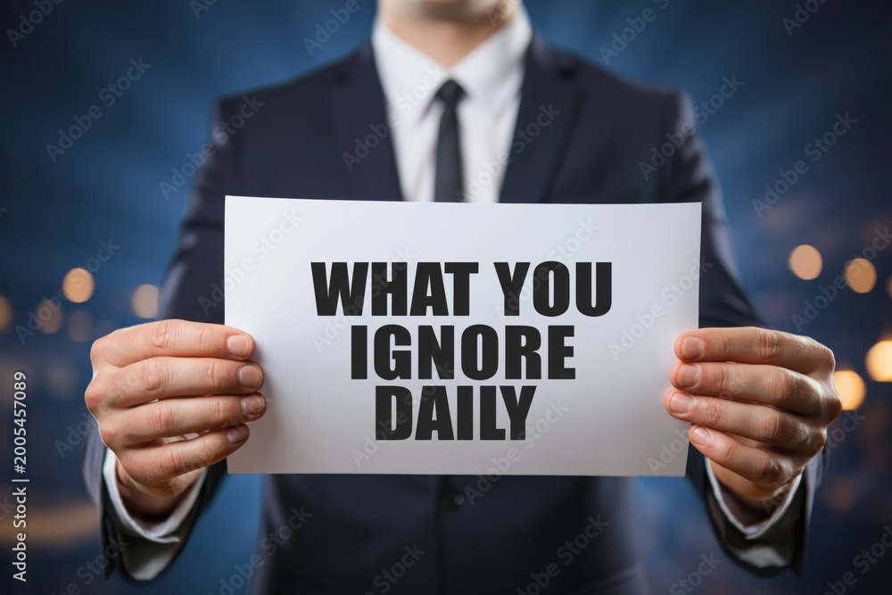 Obraz premium Businessman Reminding What You Ignore Daily in Your Routine