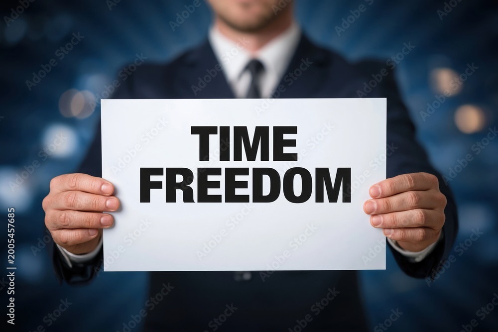 Obraz premium Entrepreneur Celebrating the Achievement of Time Freedom