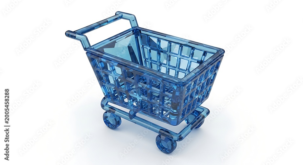 Fototapeta premium Blue shopping cart isolated.