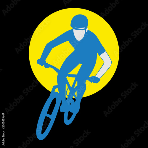 An illustration of a mountain bike racer in action, suitable for all businesses.