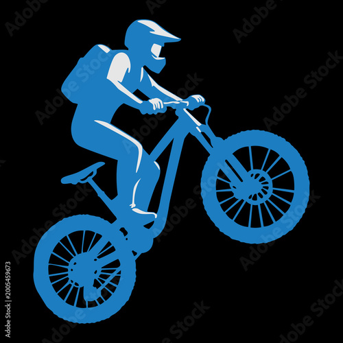 An illustration of a mountain bike racer in action, suitable for all businesses.