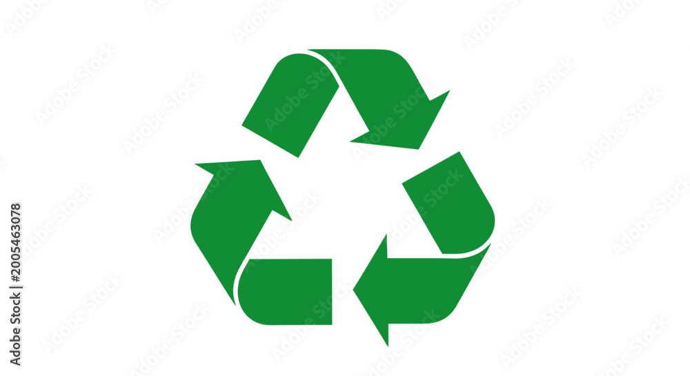 Fototapeta premium Green universal recycling symbol on a white background