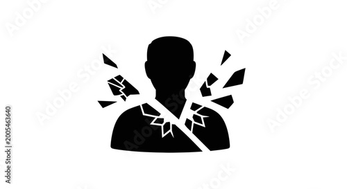 фотографія Abstract Silhouette of a Person Shattering into Pieces