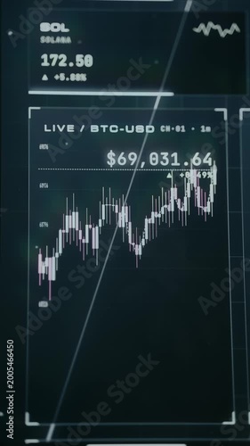 Real-time trading chart for Bitcoin against the US Dollar