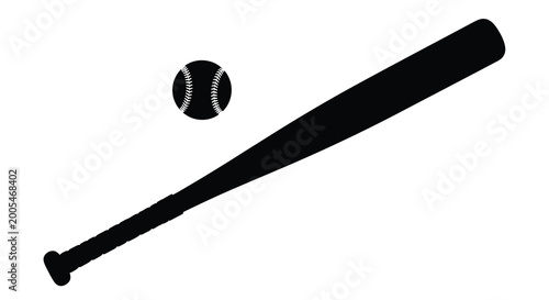 Baseball bat and ball silhouette on a white background sports equipment vector illustration high quality professional detailed modern elegant stylish clean