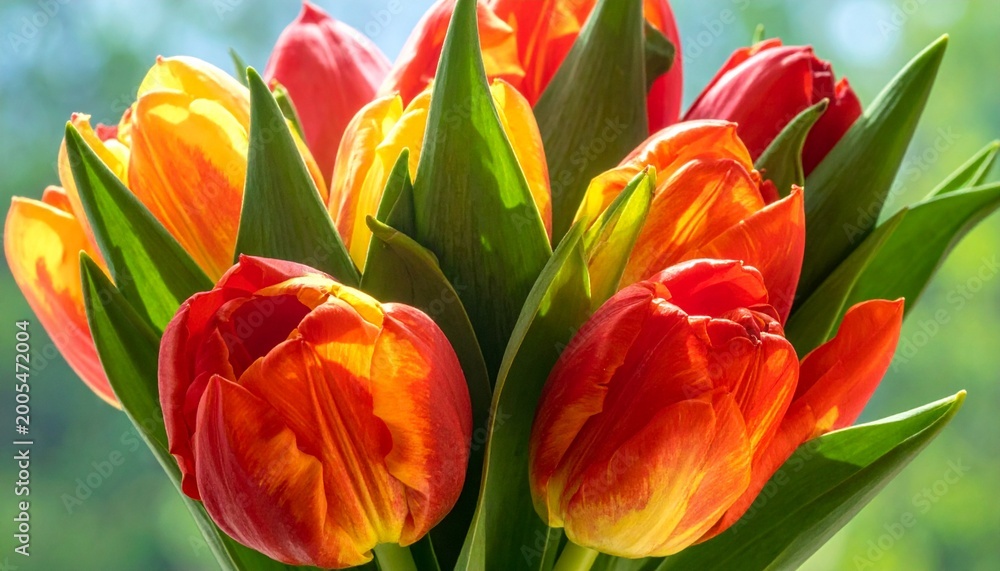 Naklejka premium red and yellow tulips