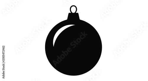 Black christmas ornament silhouette with hanging loop isolated on a white background high quality professional detailed modern elegant stylish clean crisp
