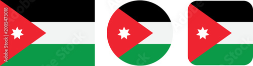 Fotografie Set of jordan flag icons in different shapes isolated on white background