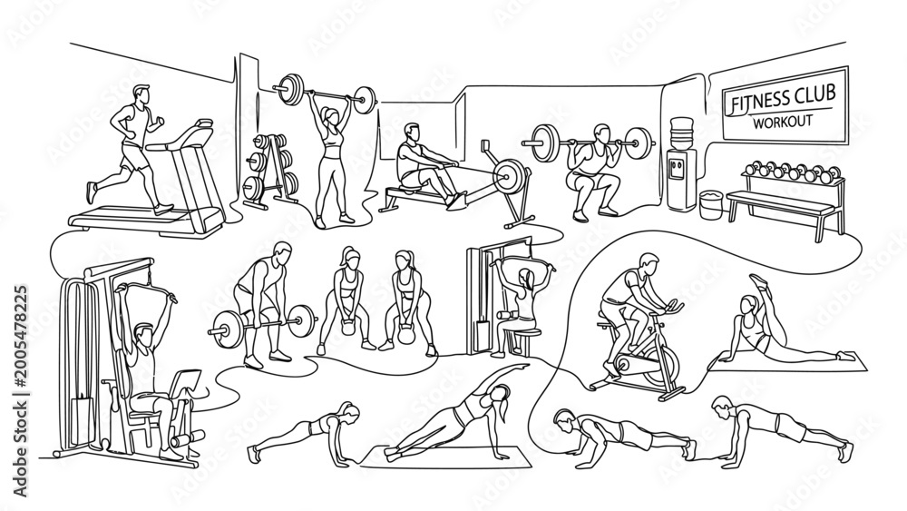 Obraz premium People exercising at a fitness club.