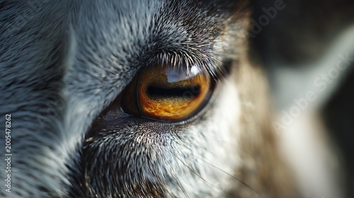 Extreme macro close-up of goat eye with horizontal pupil