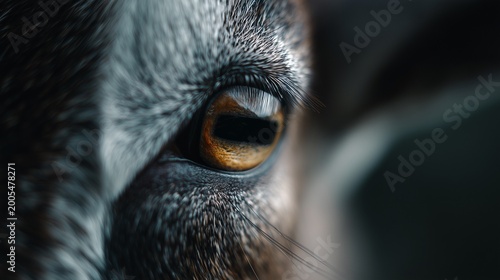 Extreme macro close-up of goat eye with horizontal pupil