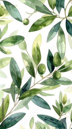 A beautiful arrangement of green olive branches with leaves