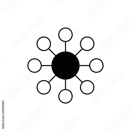 Obraz na plátně Central hub and spoke network diagram icon, connection and data flow concept