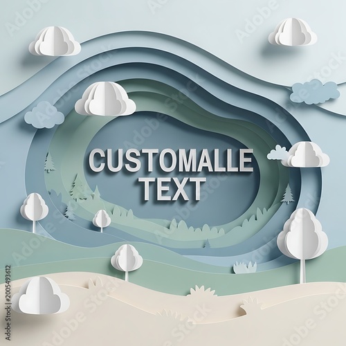 Artistic paper cut design with custom text and nature elements.