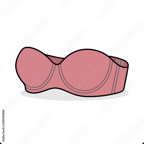 Minimalist Vector Illustration of Pink Bra in Modern Style with Soft Curves and Subtle Detailing for Fashion and Lingerie Design