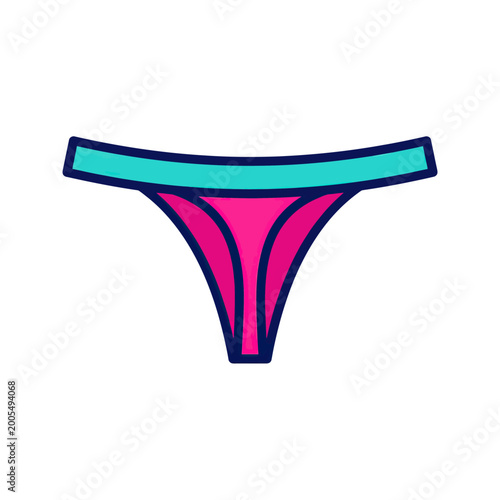 Vector Illustration of Pink and Blue Bikini Bottom in Modern Minimalist Style