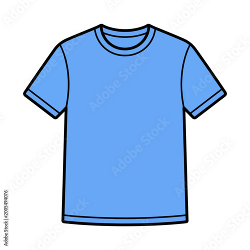 Minimalist Vector T-Shirt Icon in Solid Blue Color with Simple Organic Style