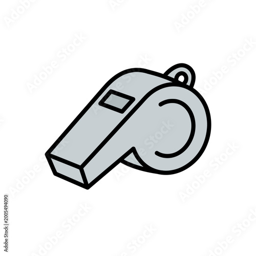 Minimalist Vector Icon of Whistle in Modern Flat Style with Monochrome Gray Colors