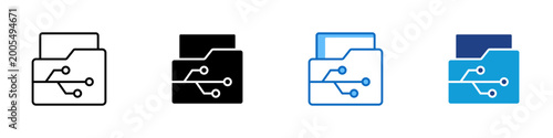 Fotografía Digital File Management Multiple Style Icon Design Vector - Folder with circuit