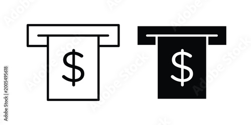 Tableau sur toile atm cash icon black and white
