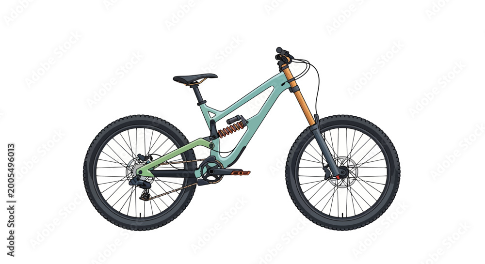 Fototapeta premium Illustration of a full suspension downhill mountain bike