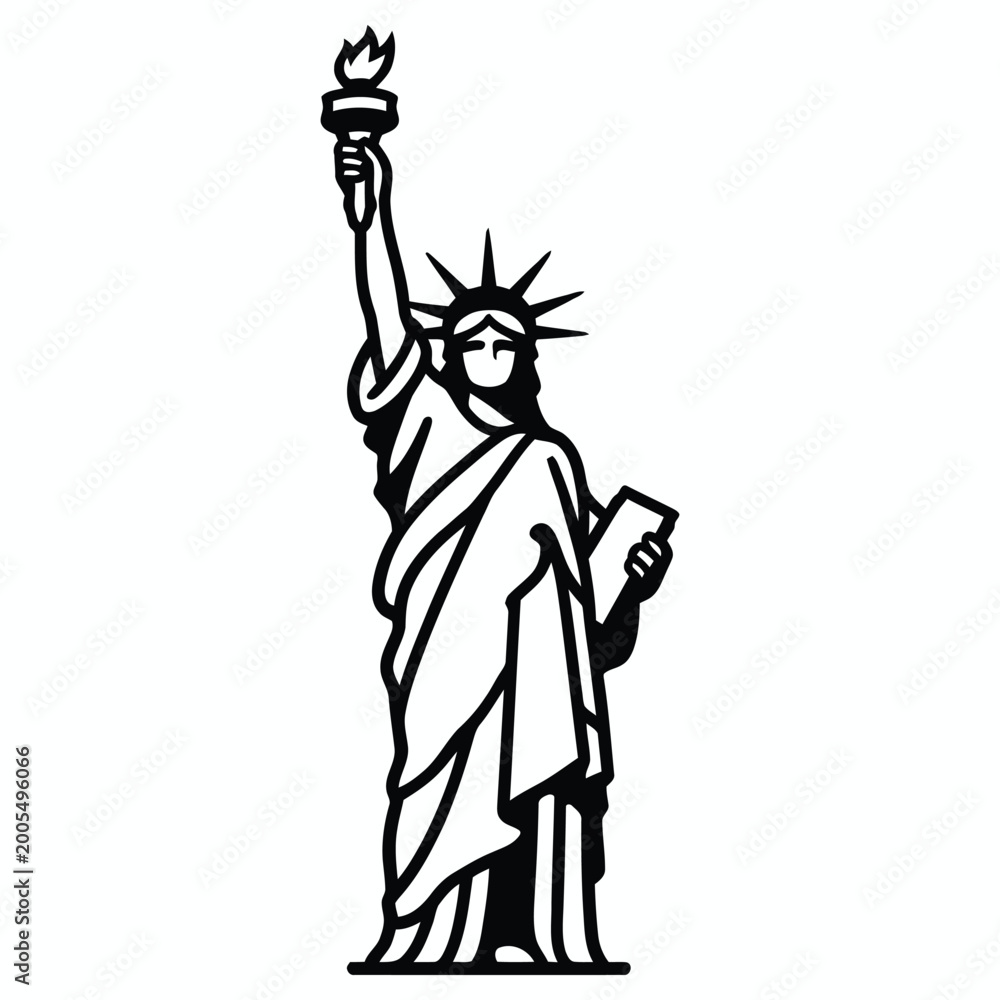 Obraz premium Statue of liberty new york landmark vector silhouette
