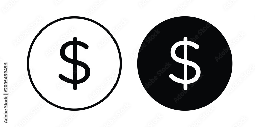 Obraz premium Dollar icon black and white