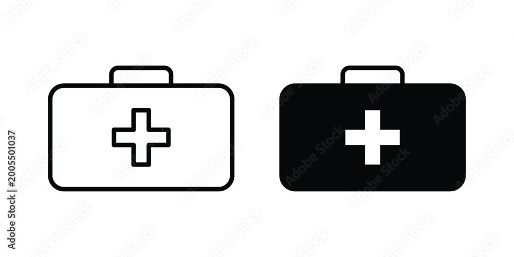 Fototapeta premium First aid box icon black and white