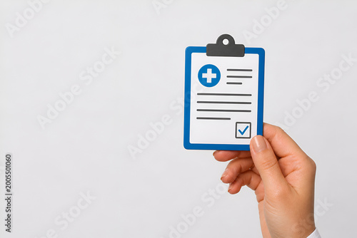 Hand Holding Medical Report Clipboard Isolated on White Background – Healthcare, Diagnosis and Clinical Documentation Concept,Patient Records, Hospital Documentation and Healthcare Concept,Health 