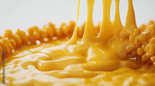 Melted cheese pouring over spiral-shaped fries